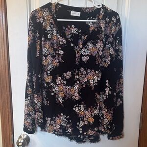 Maurices Black Floral Blouse